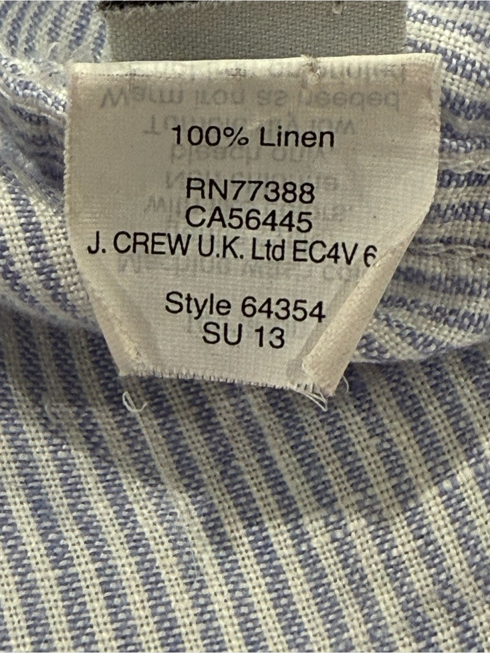 J Crew Shirt Mens Small Blue White Irish Linen Baird Mcnutt Slim Button Up - Picture 6 of 6